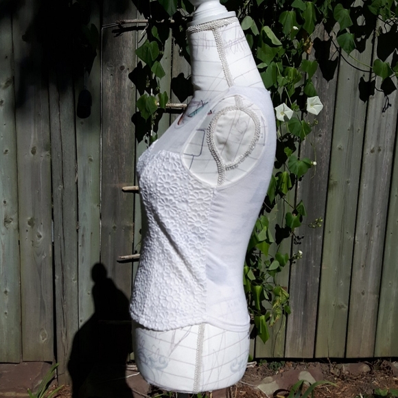 Size S Suzy Shier Floral Mesh Daisy tank top - Picture 4 of 12